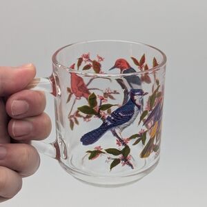 Vintage Bird Coffee Mug, Clear Glass
